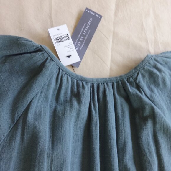 Lane Bryant Green puff sleeve midi dress size 20, tuck detail, lined Boho, NWT - Picture 13 of 16